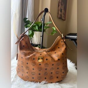 MCM Tan Monogram Hobo Bag